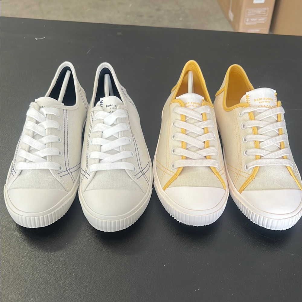 Kate Spade White and Yellow Sneakers